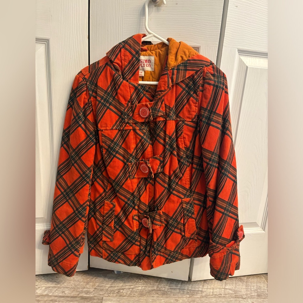 Vintage style orange plaid coat